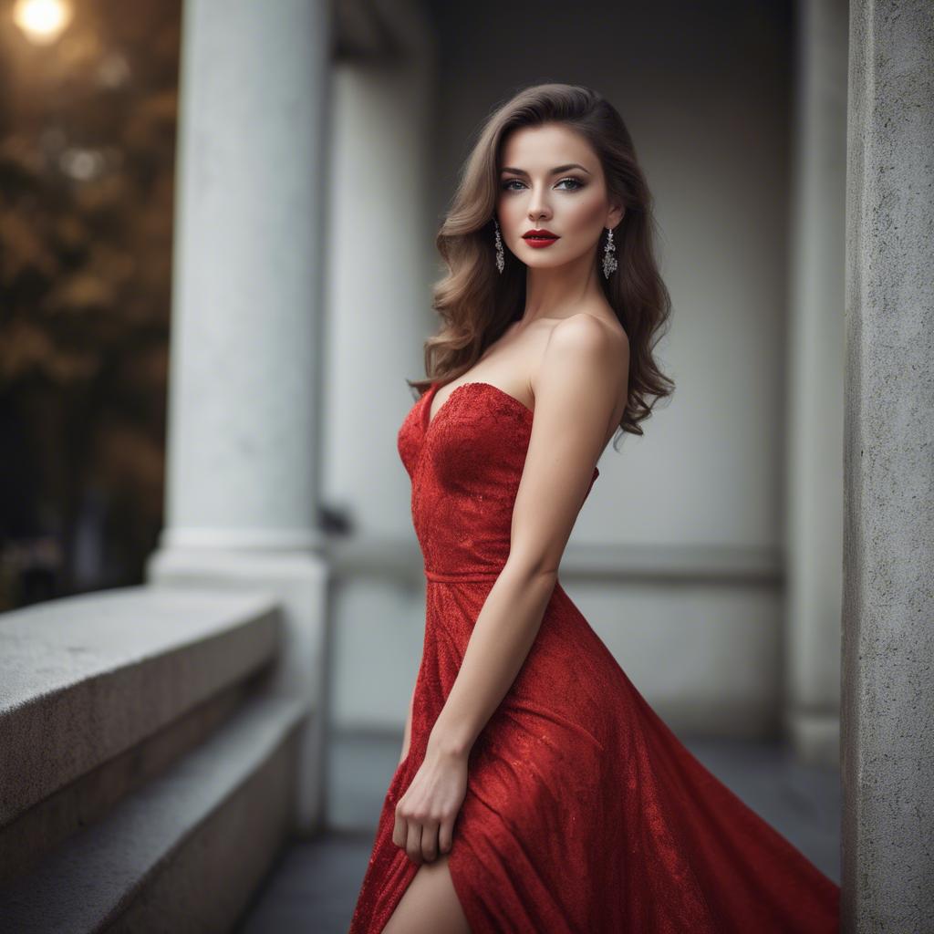 A stunning image of glamorous woman in red dress.