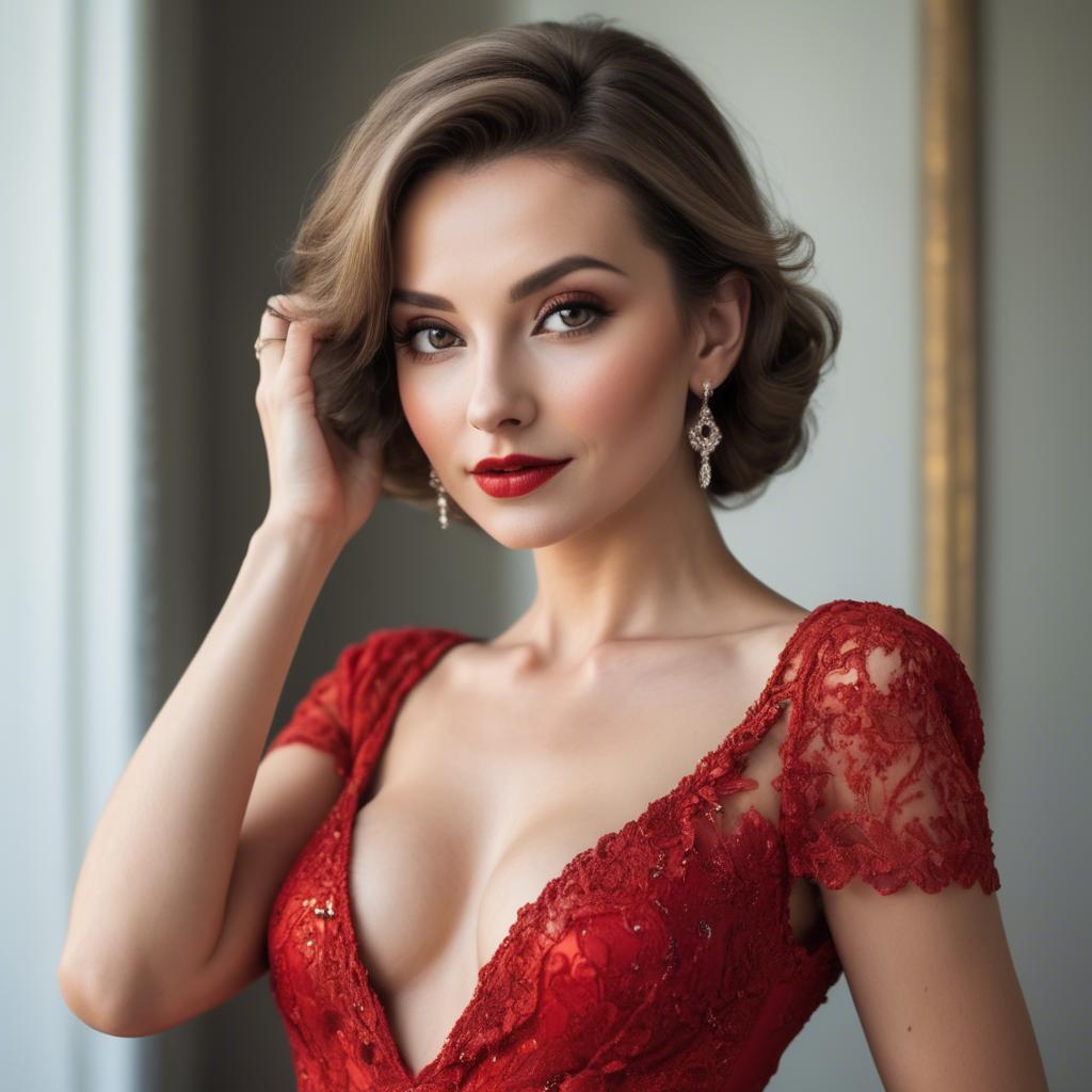 A stunning image of glamorous woman in red dress.
