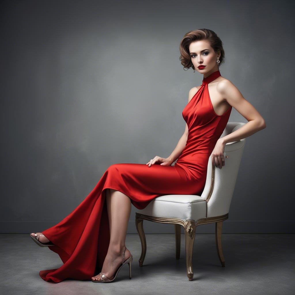 A stunning image of glamorous woman in red dress.