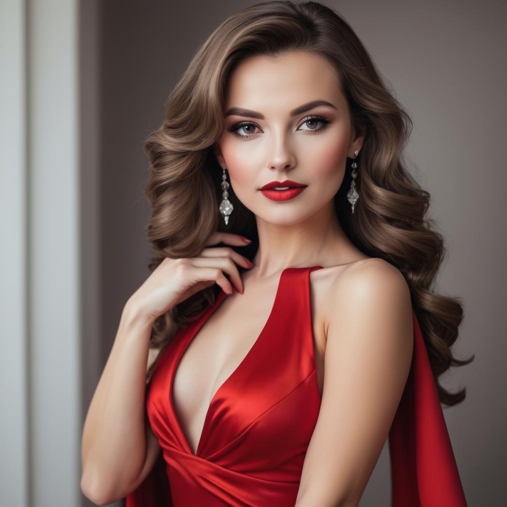 A stunning image of glamorous woman in red dress.