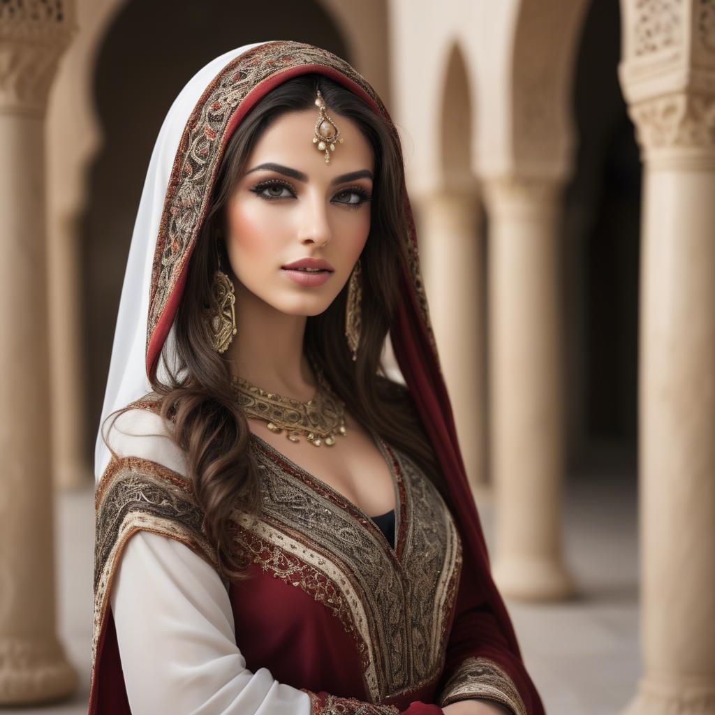A stunning image of graceful middle eastern model in traditional attire.