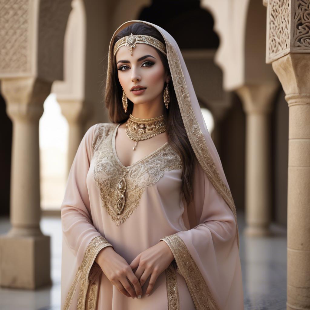 A stunning image of graceful middle eastern model in traditional attire.
