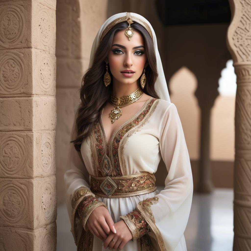 A stunning image of graceful middle eastern model in traditional attire.