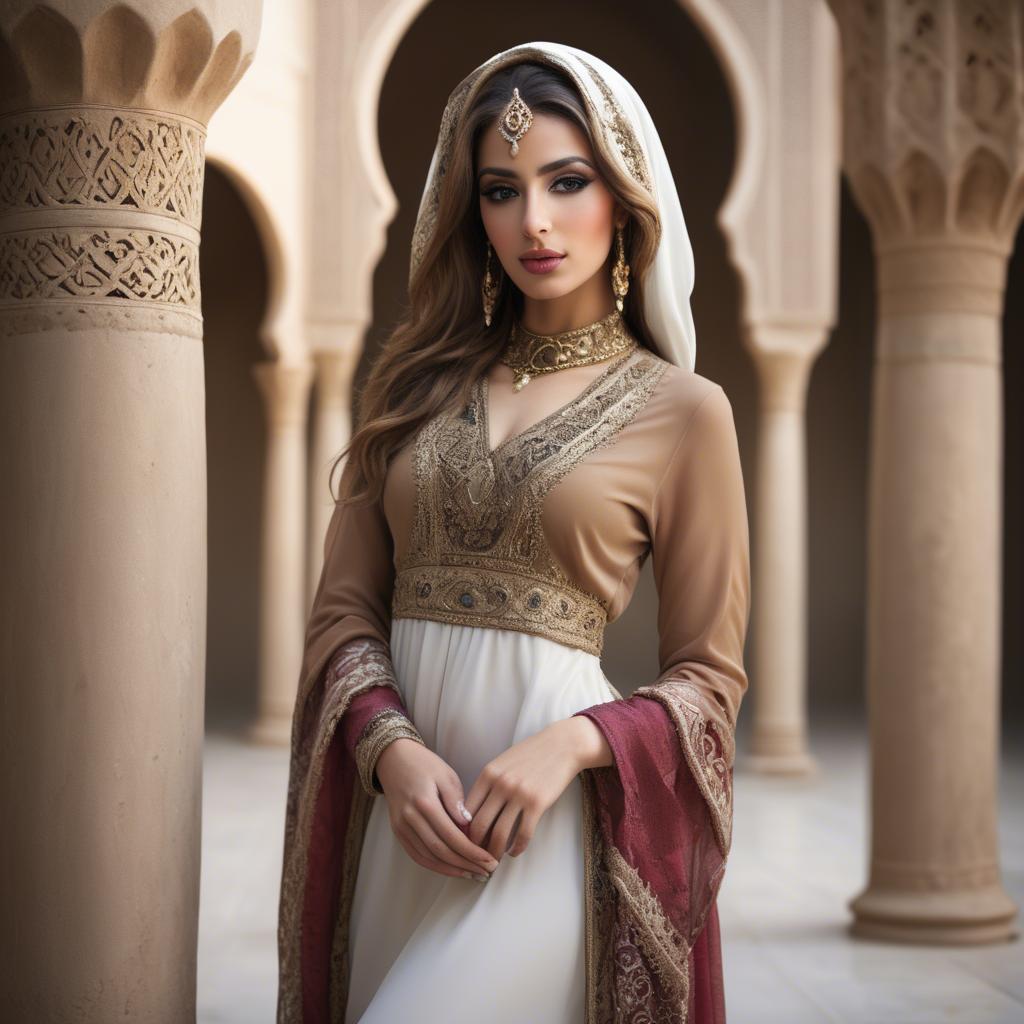 A stunning image of graceful middle eastern model in traditional attire.