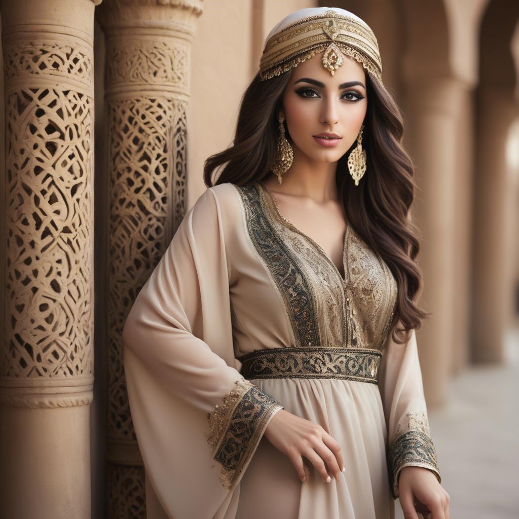 A stunning image of graceful middle eastern model in traditional attire.