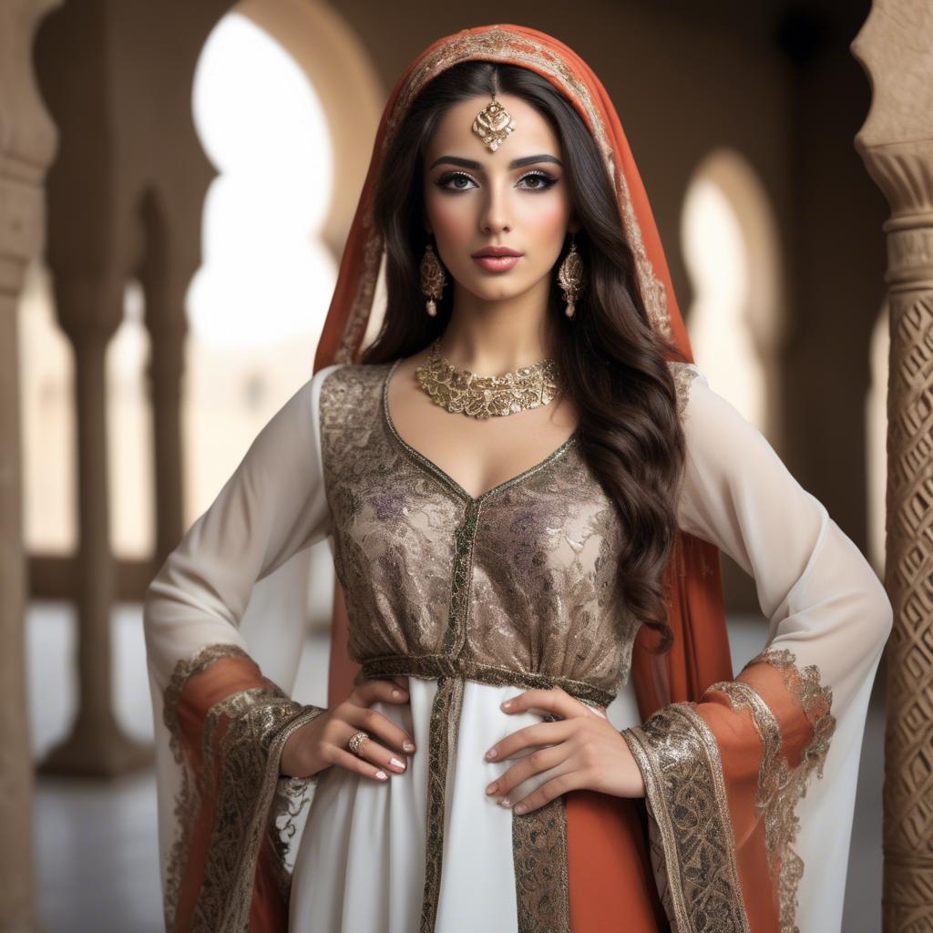 A stunning image of graceful middle eastern model in traditional attire.