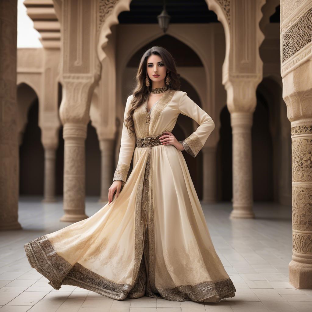A stunning image of graceful middle eastern model in traditional attire.