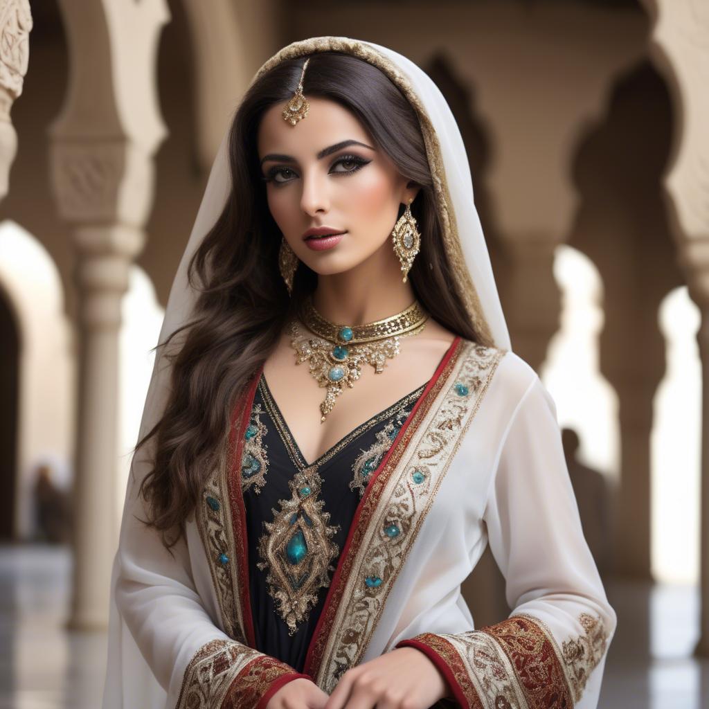A stunning image of graceful middle eastern model in traditional attire.