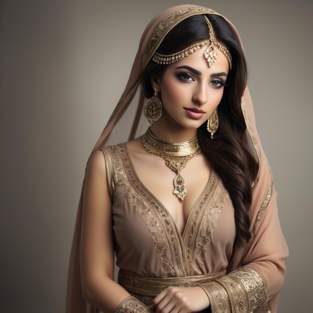 A stunning image of graceful middle eastern model in traditional attire.