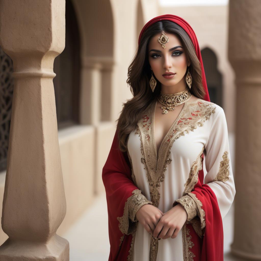 A stunning image of graceful middle eastern model in traditional attire.