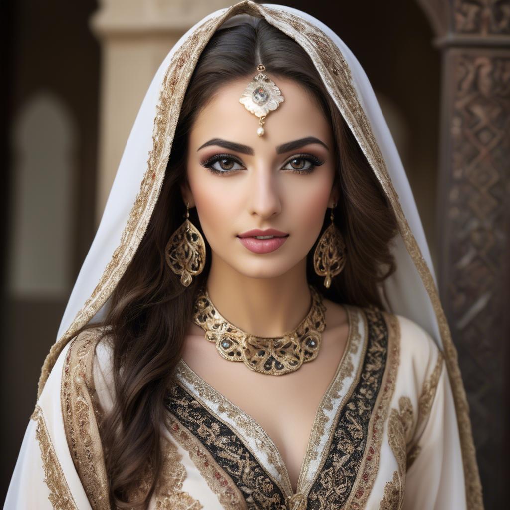 A stunning image of graceful middle eastern model in traditional attire.