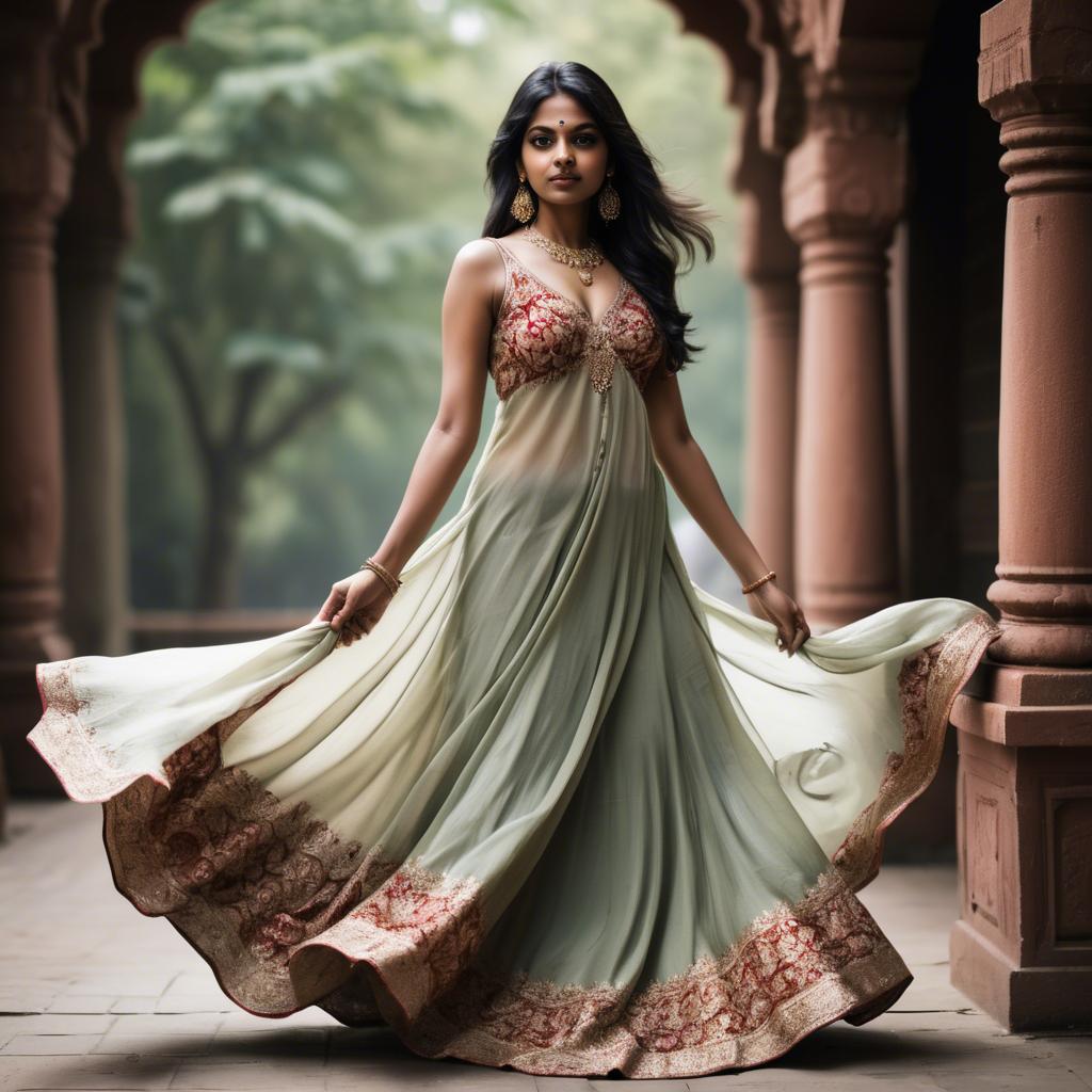 A stunning image of indian woman in a flowing gown.