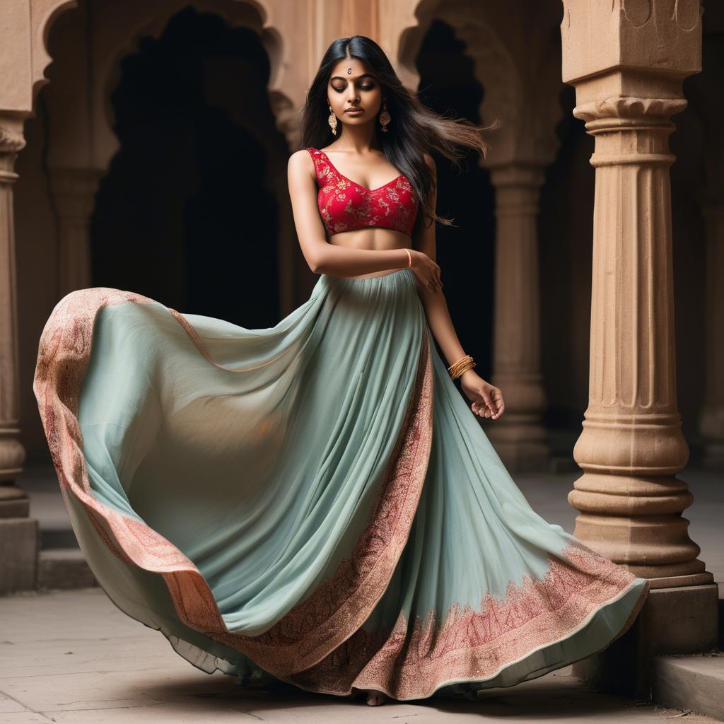 A stunning image of indian woman in a flowing gown.