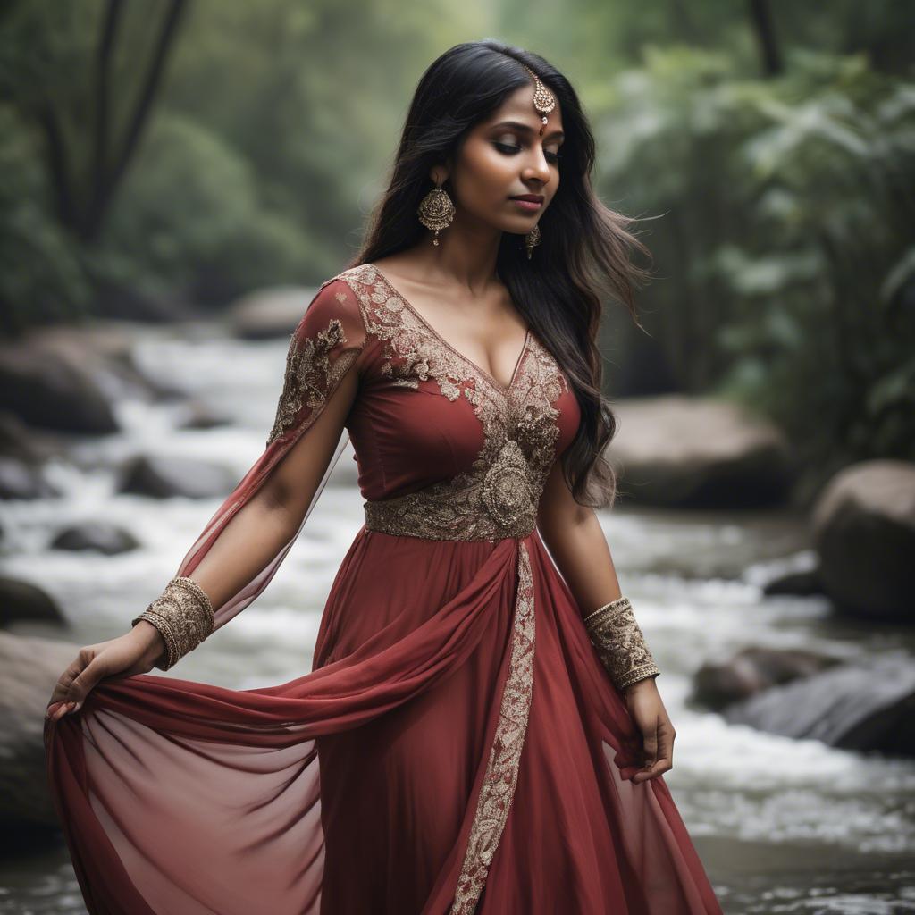 A stunning image of indian woman in a flowing gown.