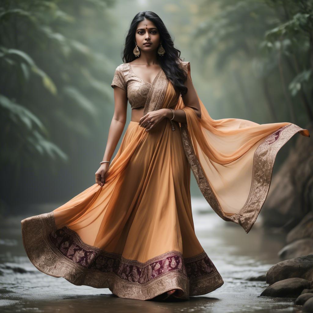 A stunning image of indian woman in a flowing gown.