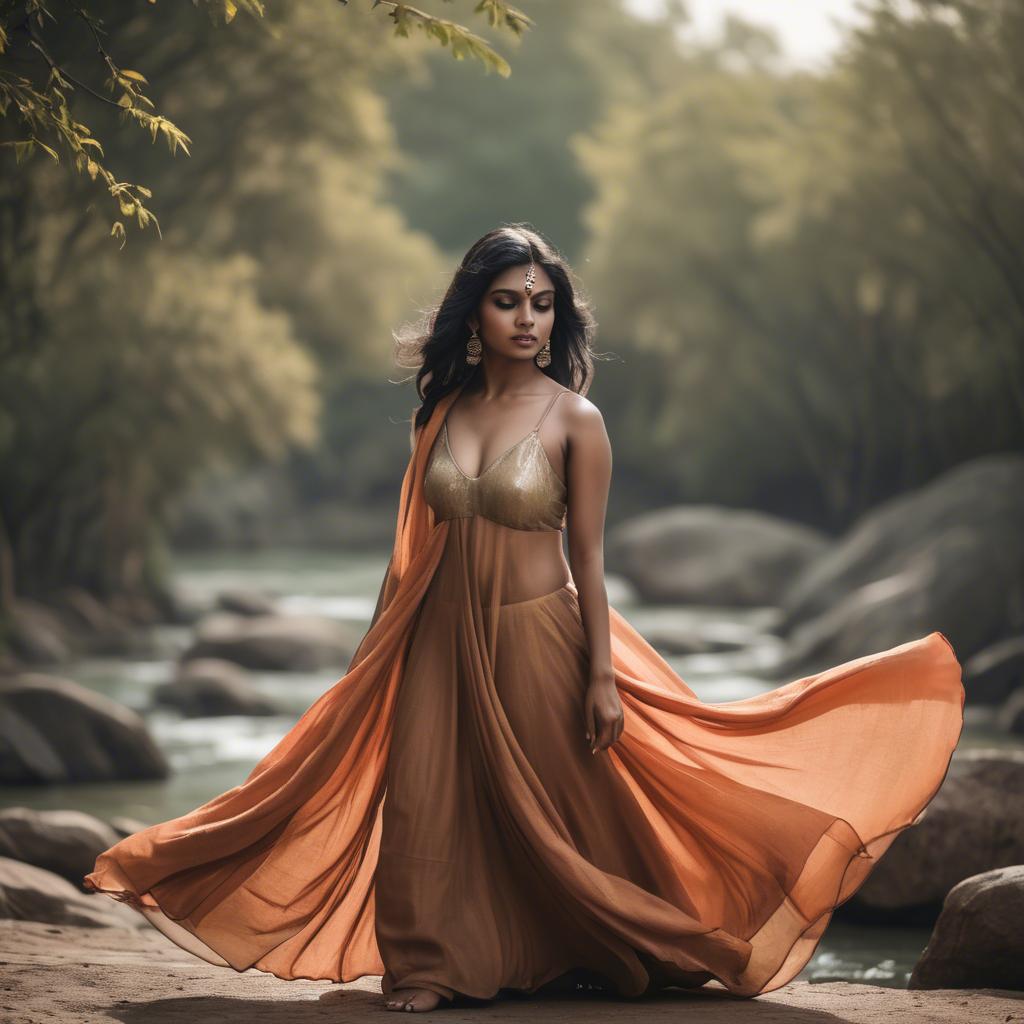 A stunning image of indian woman in a flowing gown.