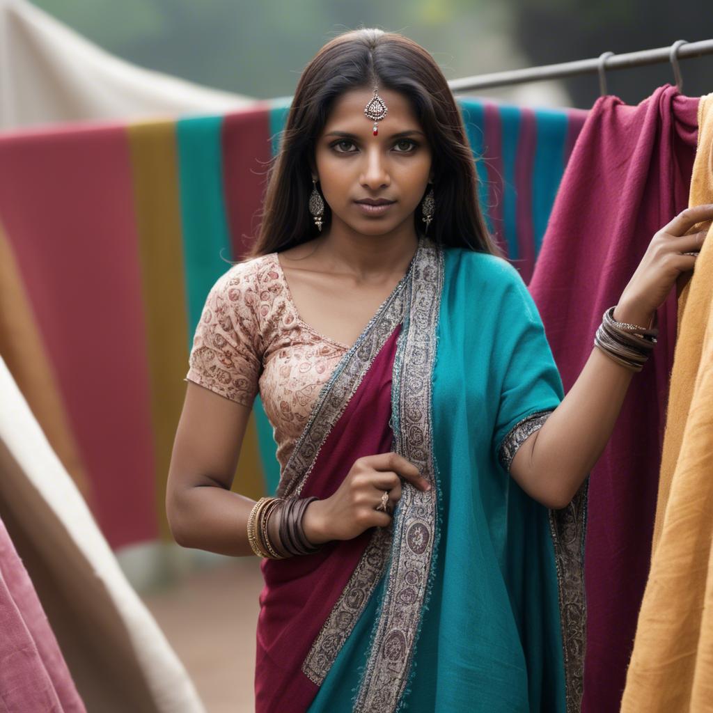 A stunning image of indian woman with soft fabrics.