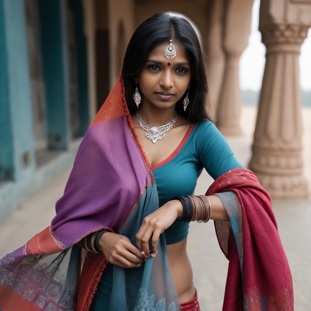 A stunning image of indian woman with soft fabrics.