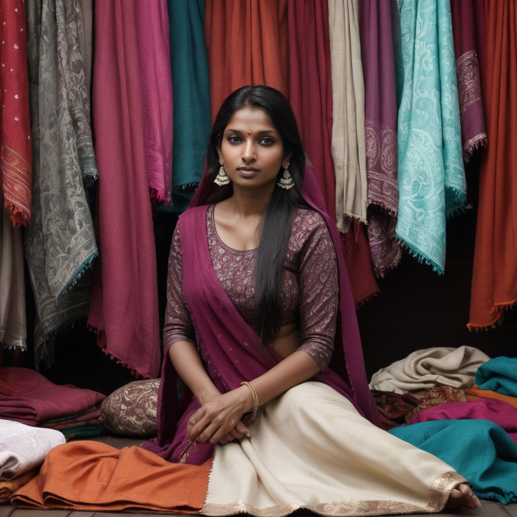 A stunning image of indian woman with soft fabrics.