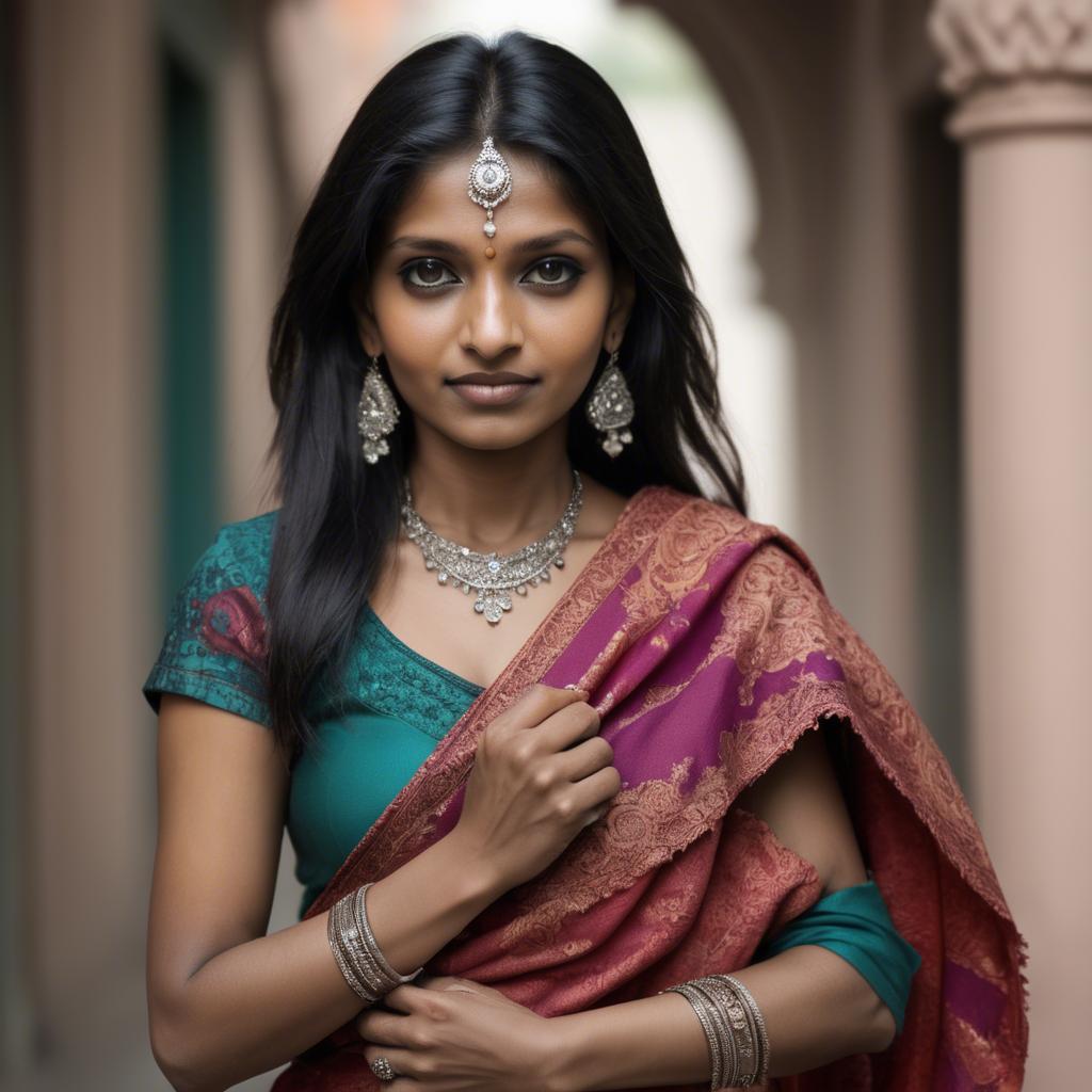A stunning image of indian woman with soft fabrics.