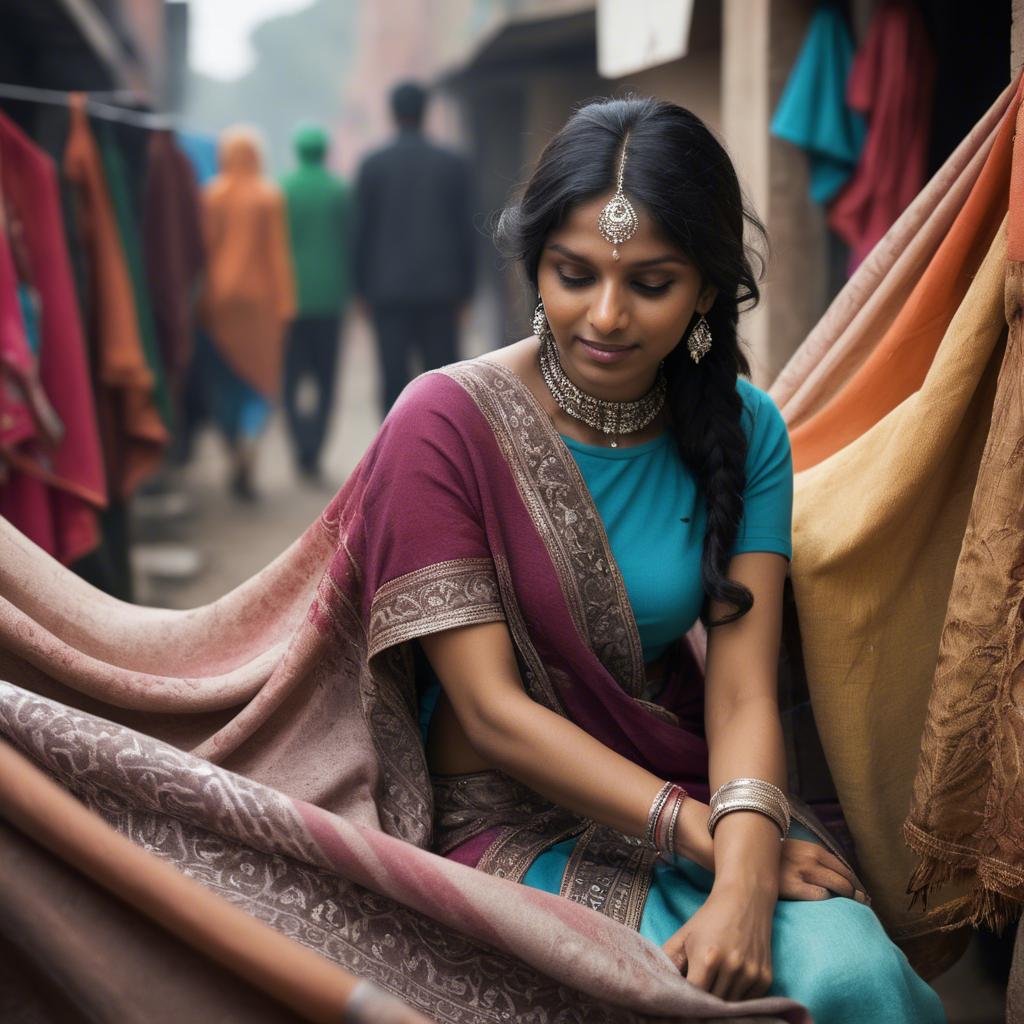 A stunning image of indian woman with soft fabrics.