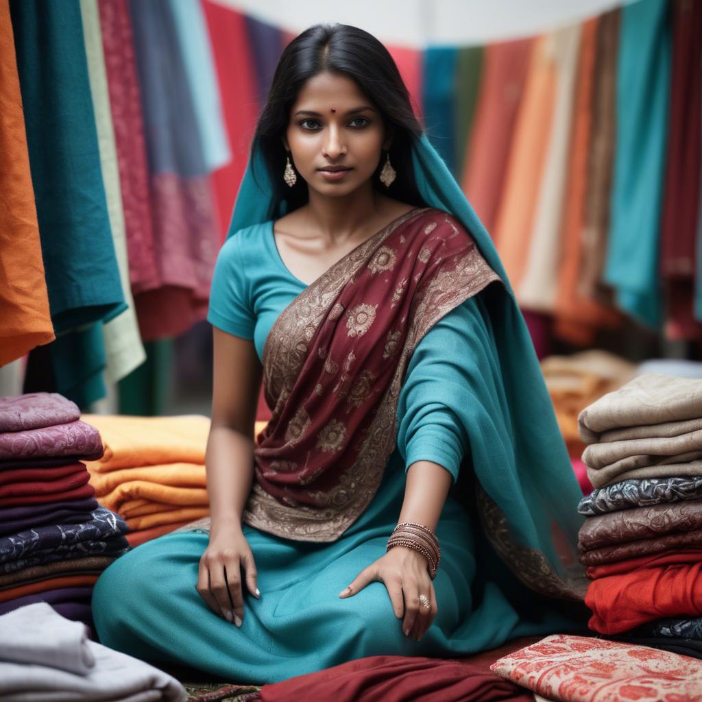 A stunning image of indian woman with soft fabrics.