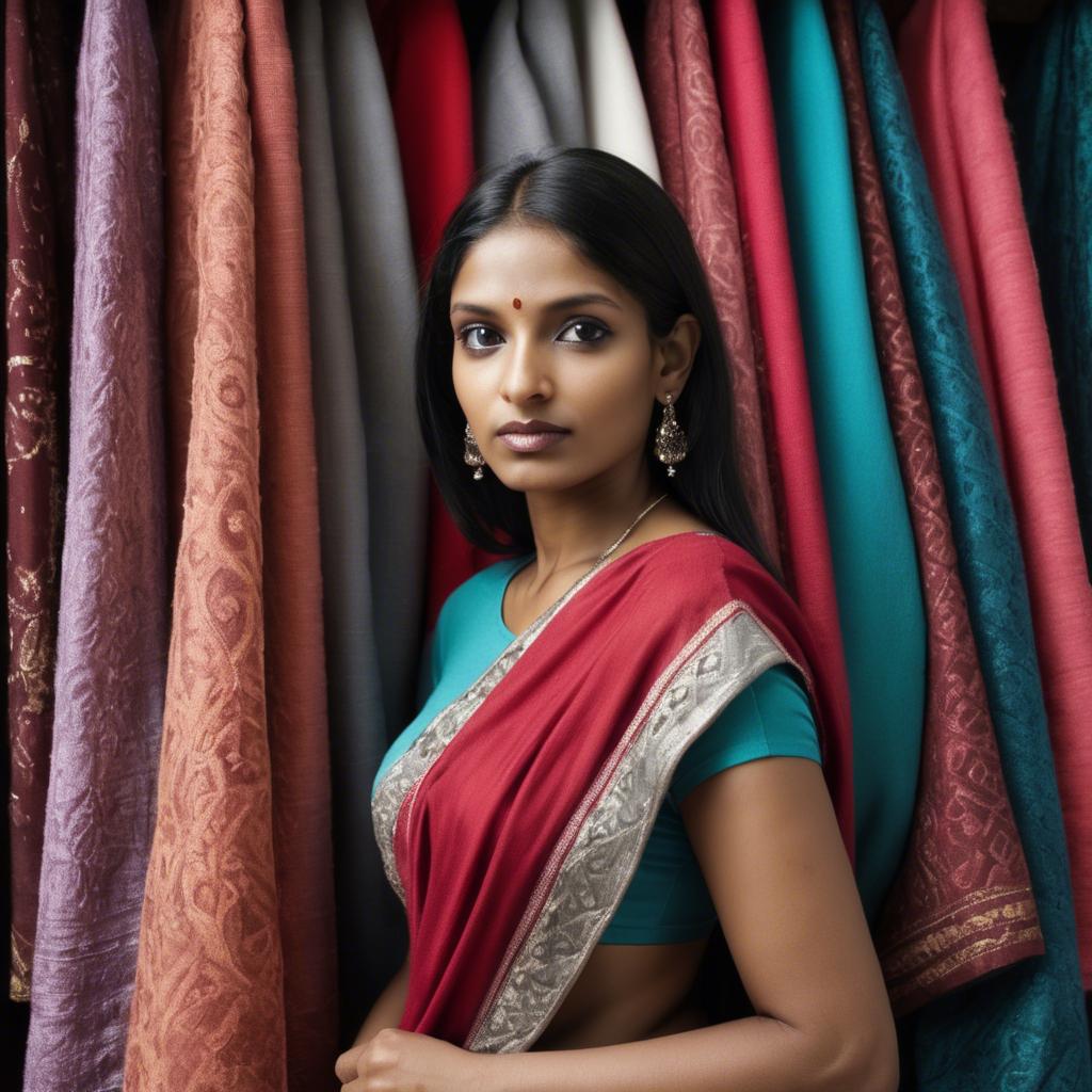 A stunning image of indian woman with soft fabrics.