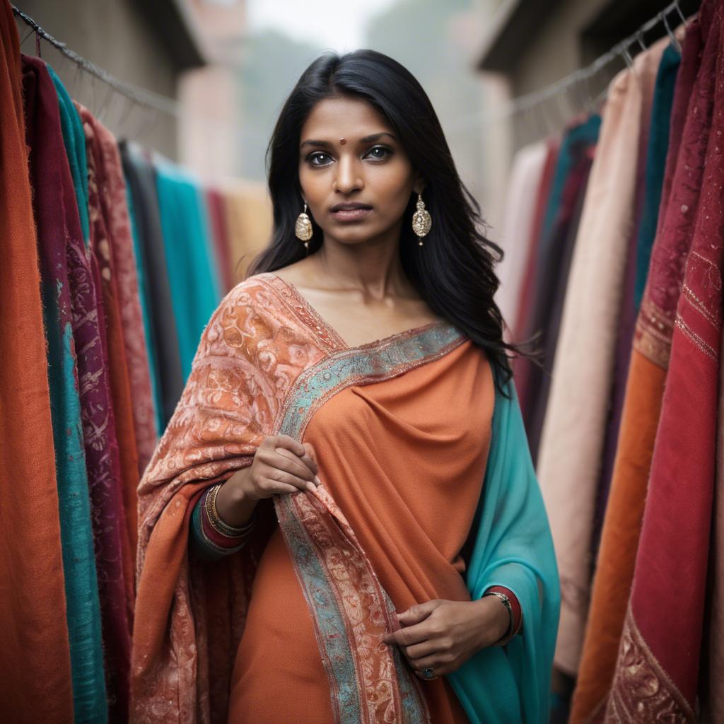 A stunning image of indian woman with soft fabrics.