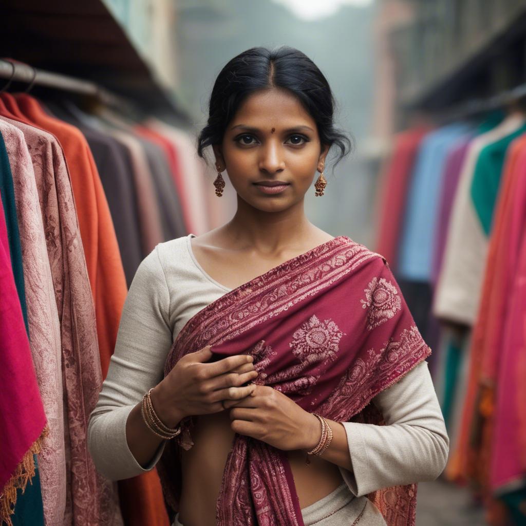 A stunning image of indian woman with soft fabrics.