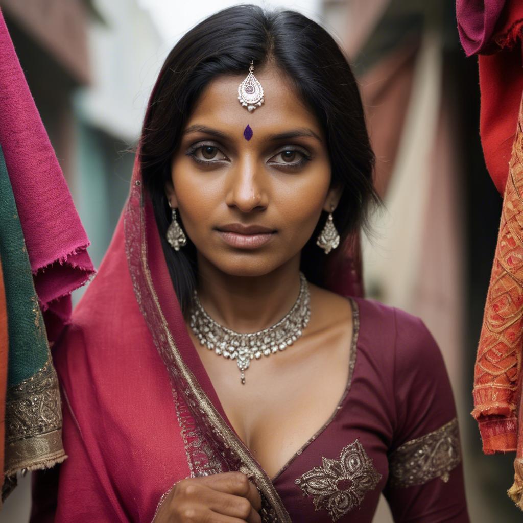 A stunning image of indian woman with soft fabrics.