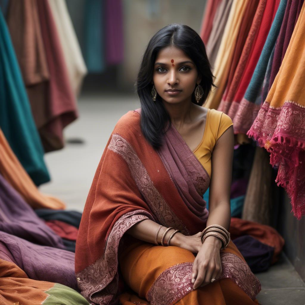 A stunning image of indian woman with soft fabrics.