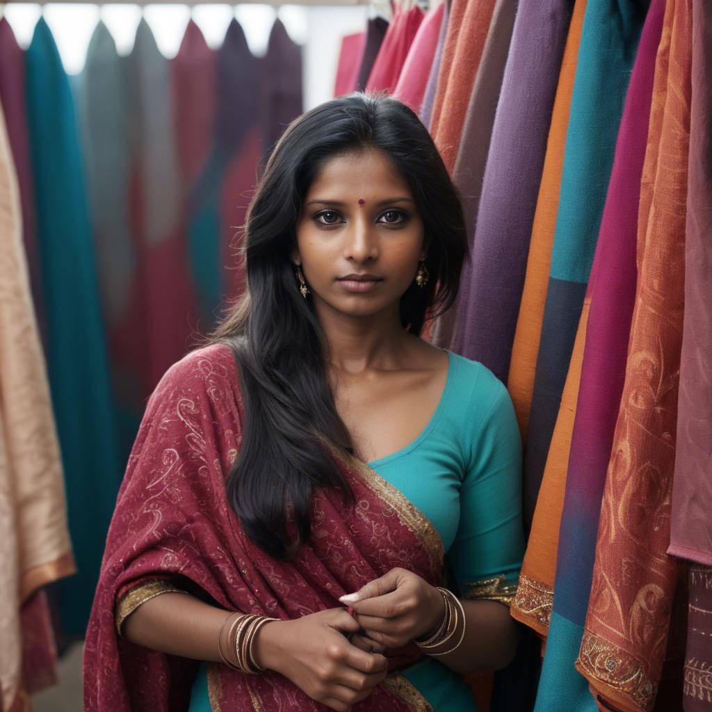 A stunning image of indian woman with soft fabrics.