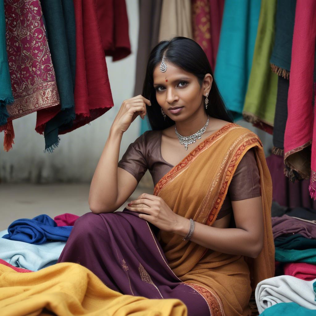 A stunning image of indian woman with soft fabrics.