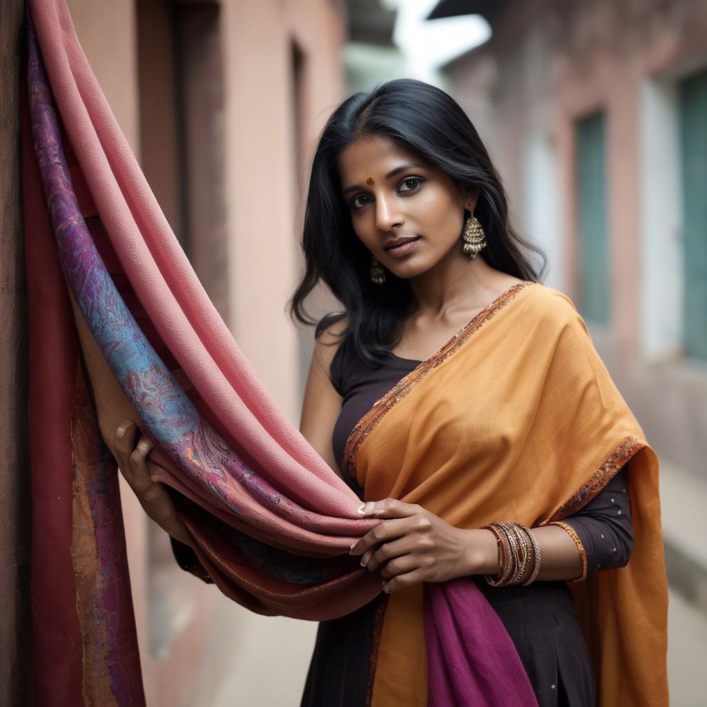 A stunning image of indian woman with soft fabrics.