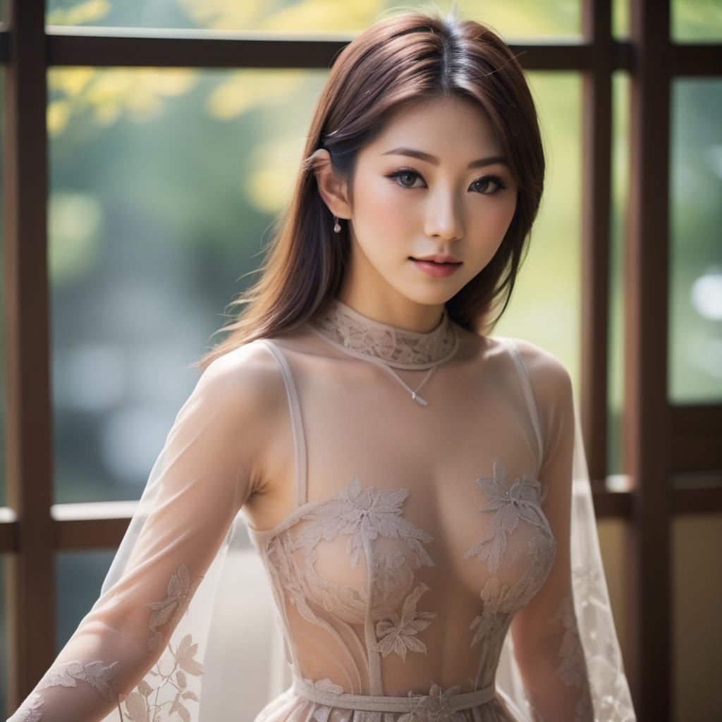 A stunning image of japanese beauty in a sheer dress.