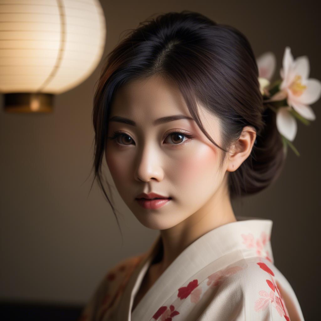 A stunning image of japanese beauty in soft lighting.