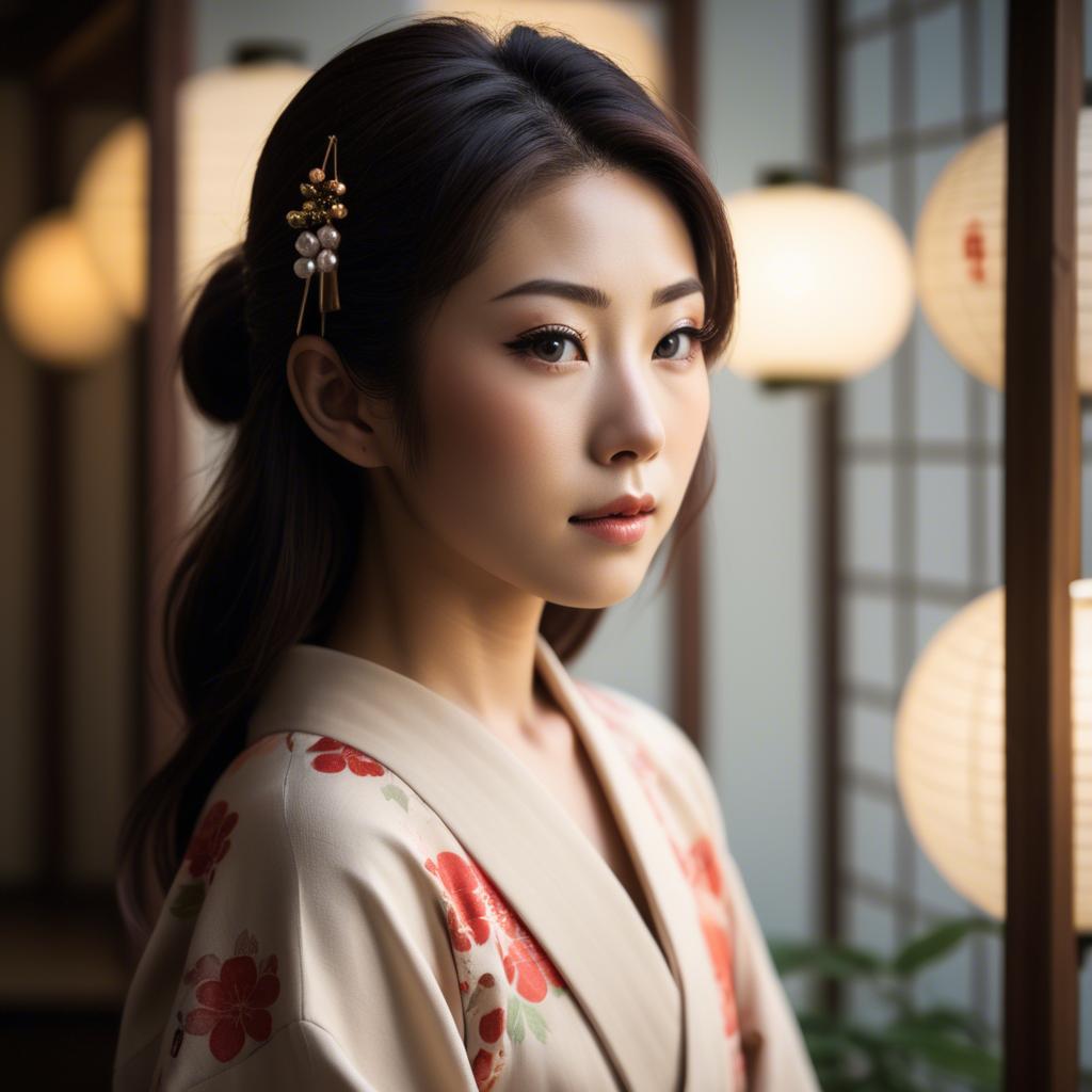 A stunning image of japanese beauty in soft lighting.
