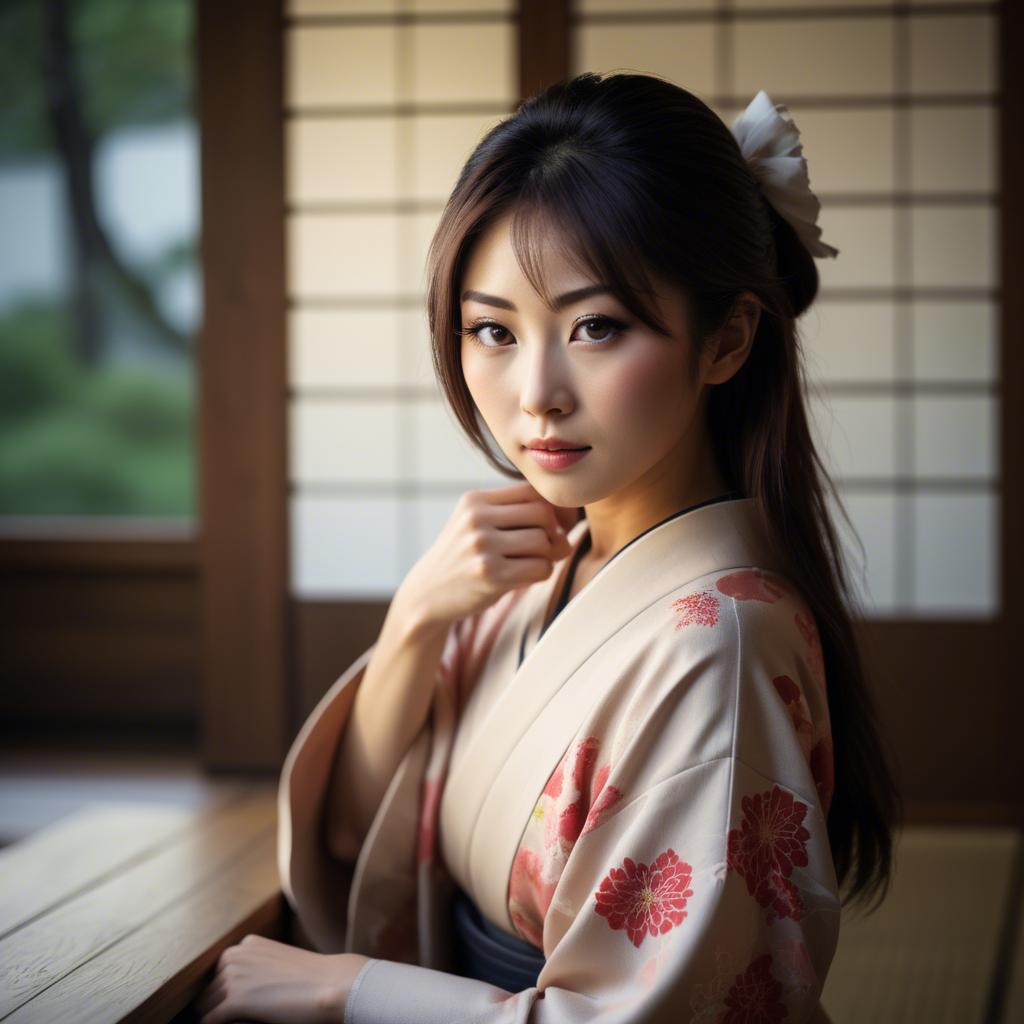 A stunning image of japanese beauty in soft lighting.