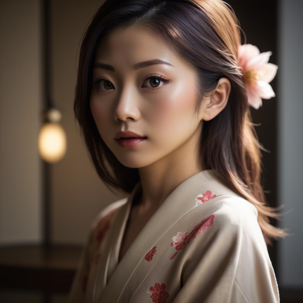 A stunning image of japanese beauty in soft lighting.