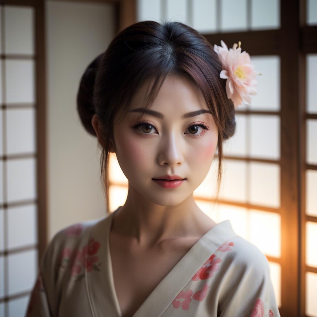 A stunning image of japanese beauty in soft lighting.