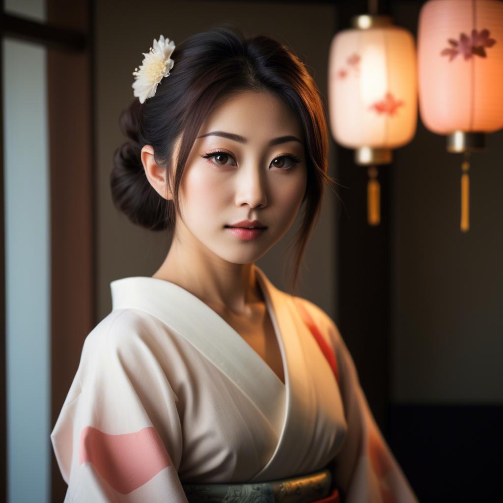 A stunning image of japanese beauty in soft lighting.
