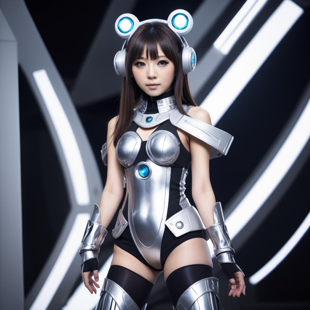 A stunning image of japanese idol in a futuristic outfit.