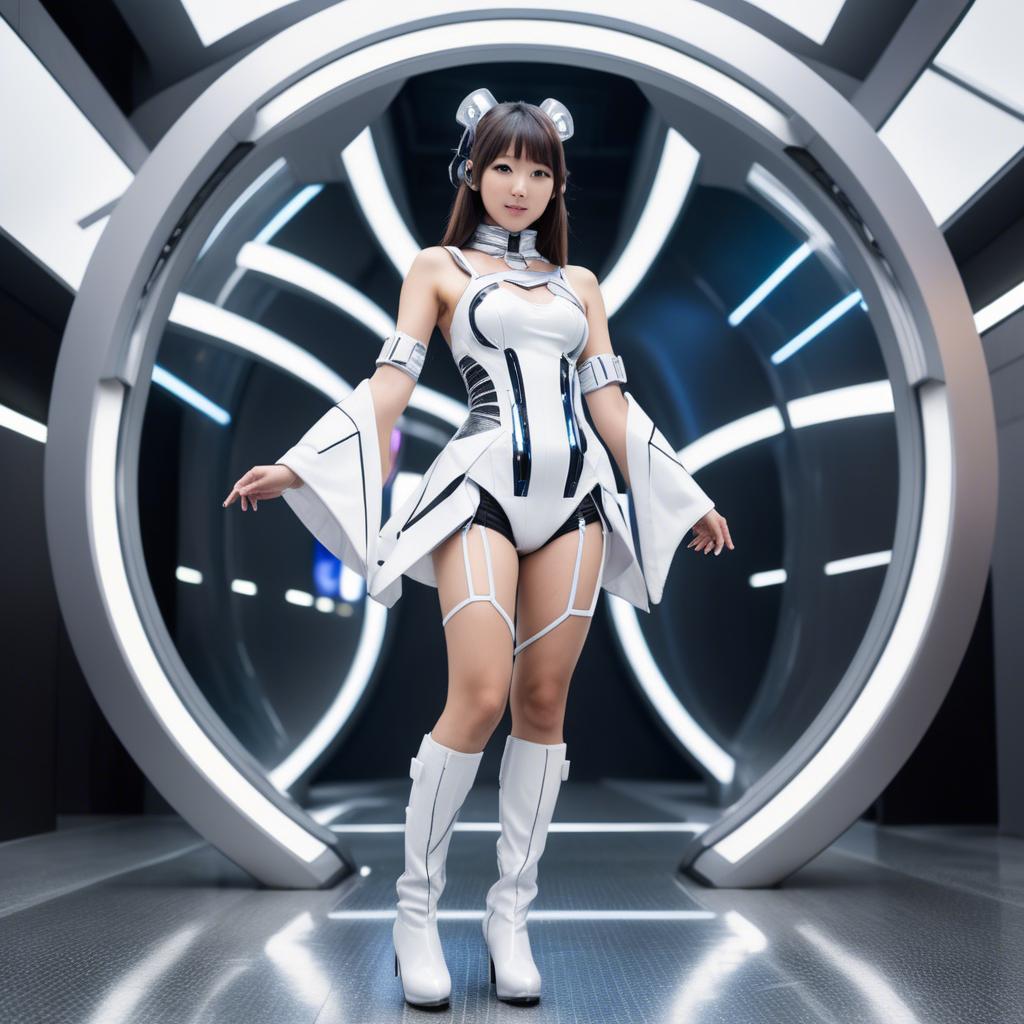 A stunning image of japanese idol in a futuristic outfit.