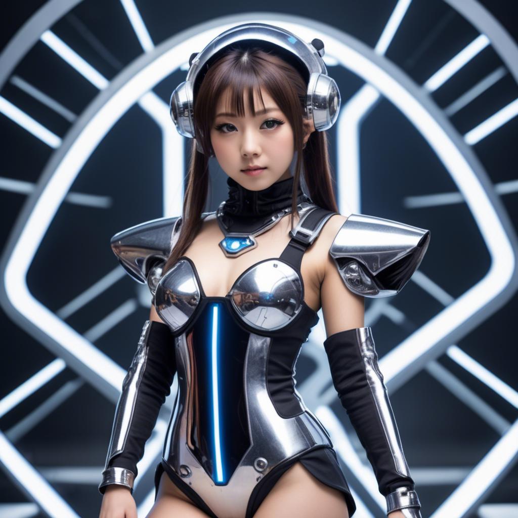 A stunning image of japanese idol in a futuristic outfit.