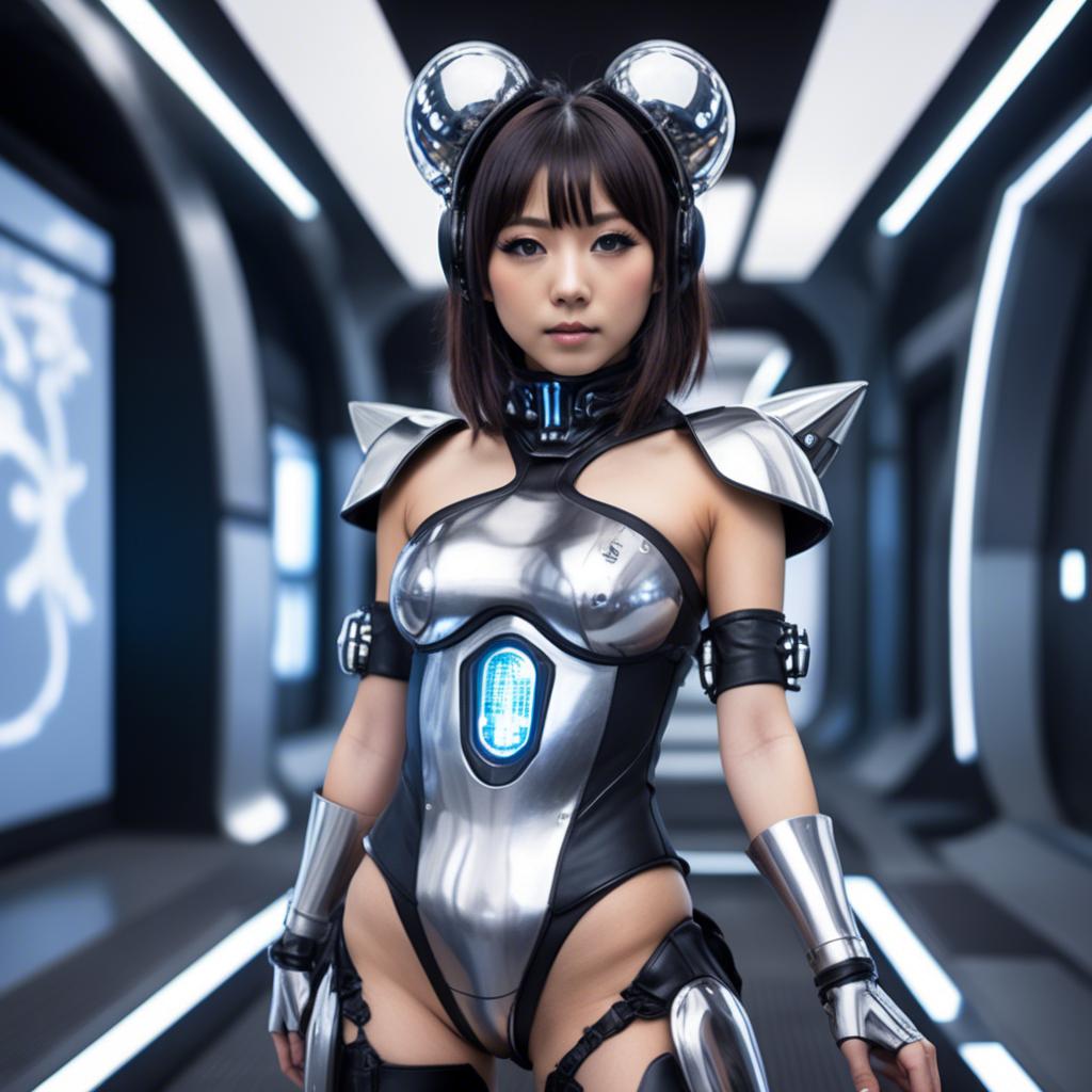 A stunning image of japanese idol in a futuristic outfit.