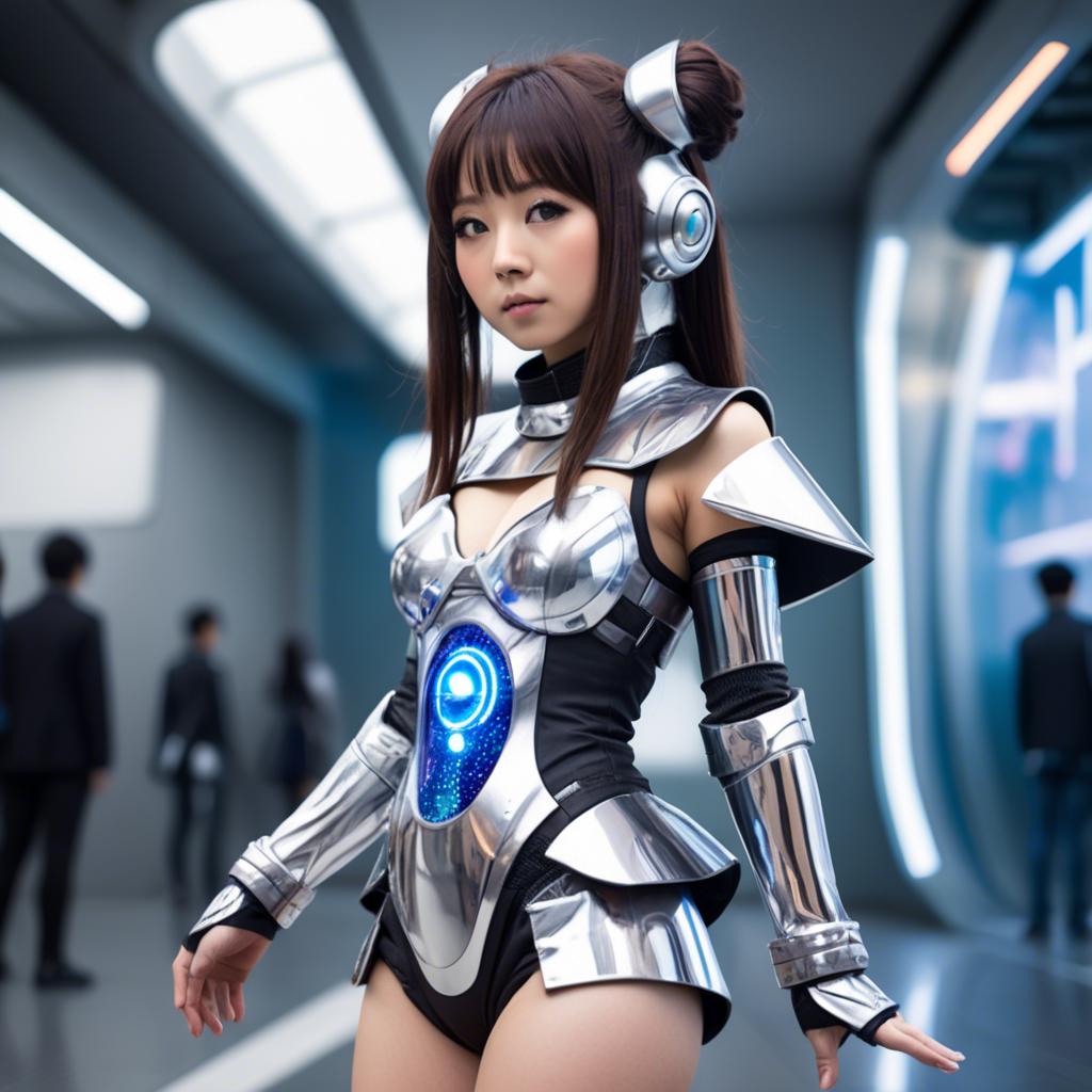 A stunning image of japanese idol in a futuristic outfit.