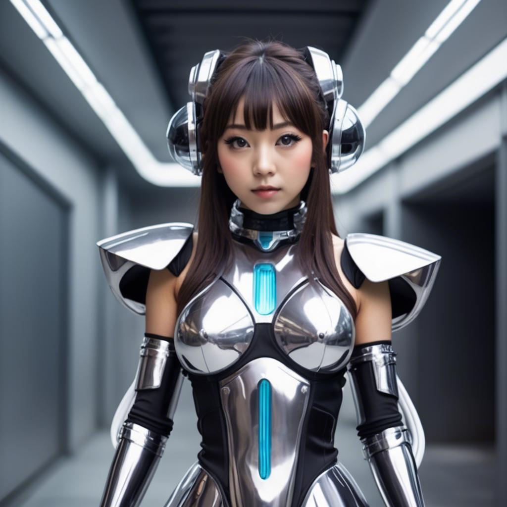 A stunning image of japanese idol in a futuristic outfit.