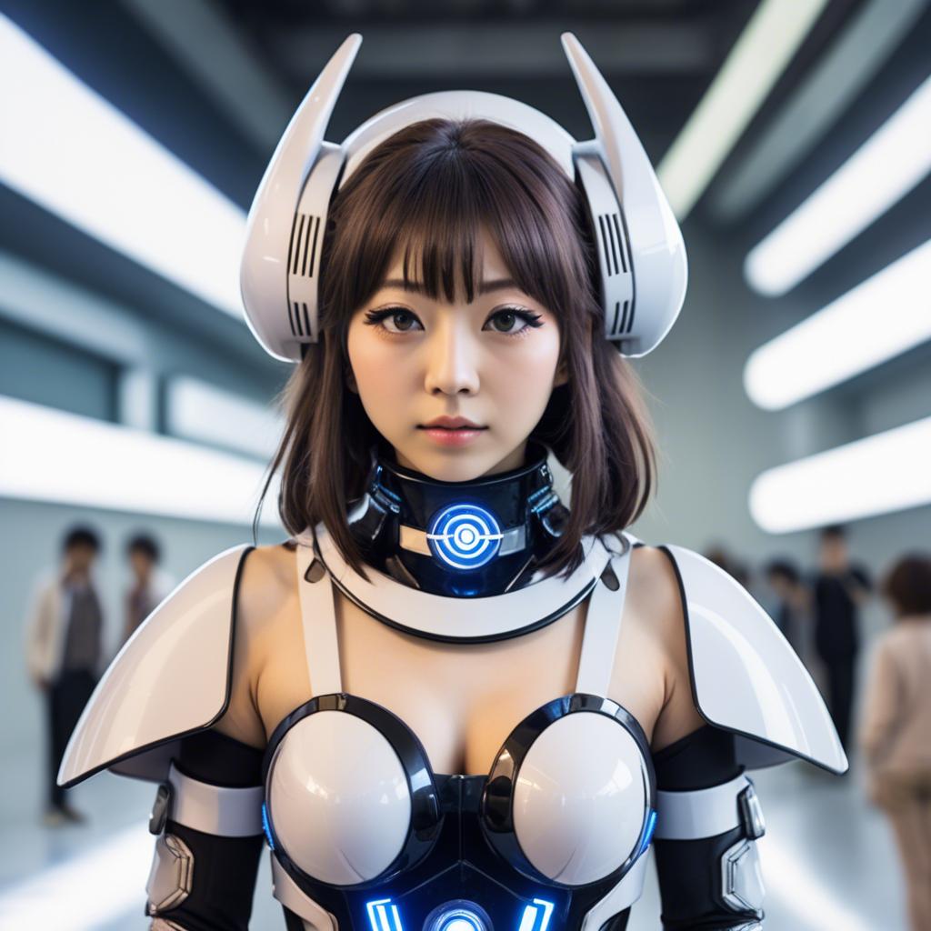 A stunning image of japanese idol in a futuristic outfit.