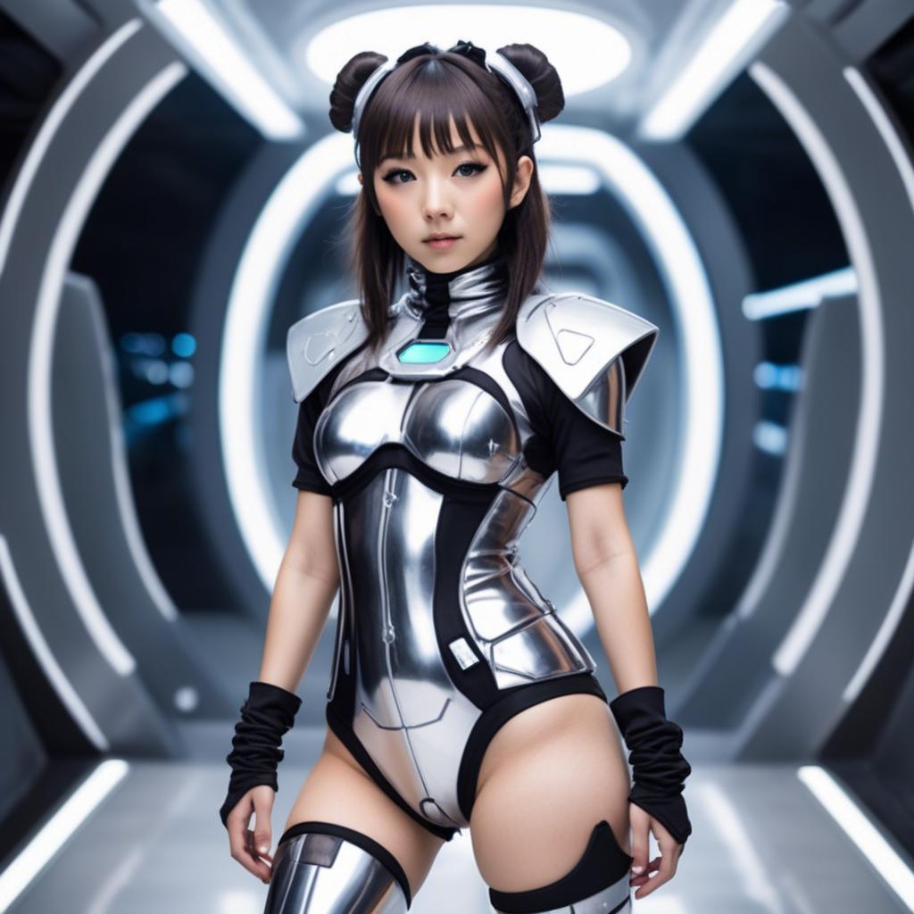 A stunning image of japanese idol in a futuristic outfit.