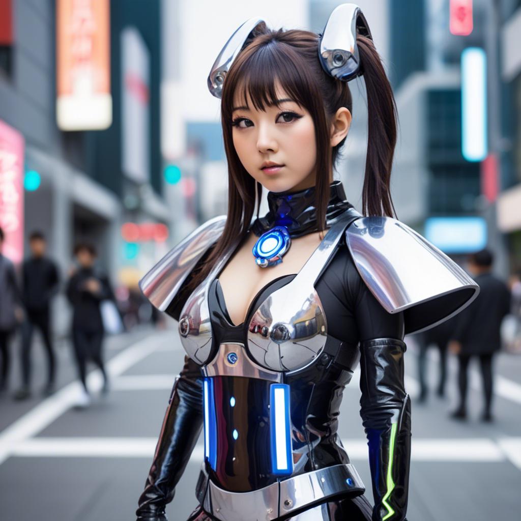 A stunning image of japanese idol in a futuristic outfit.